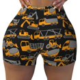 thumbnail image 2 of Honeii Yellow Excavator Print Women's Workout Shorts, Gym Shorts for Active Wear, Sports Shorts,Women's Running Shorts,Quick Dry Athletic Shorts-X-Large, 2 of 8