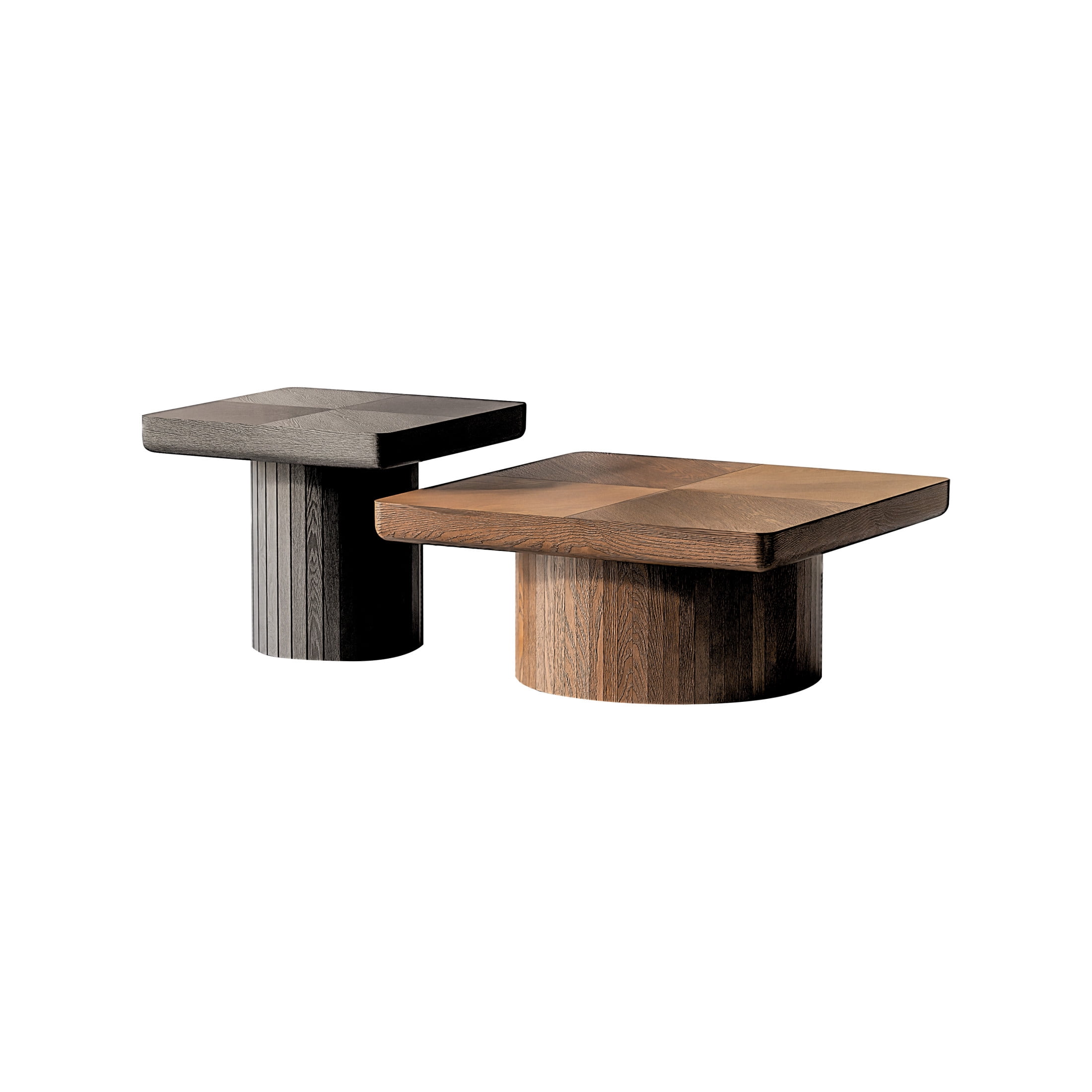 Noble House 2-Piece Nesting Coffee Table, Minimalist Wooden Center Table & Side Table, for Living Room, Black & Walnut