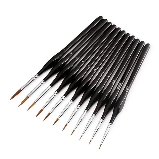 asddcavvf 11 Pcs Miniature Detail Paint Brush Set with Natural Wood Handle Miniature Paint Brushes S