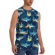 thumbnail image 2 of Balery Cartoon Surfer Sharks Camisetas sin mangas para hombre, absorbe la humedad y protege contra el mal olor.-Small, 2 of 7