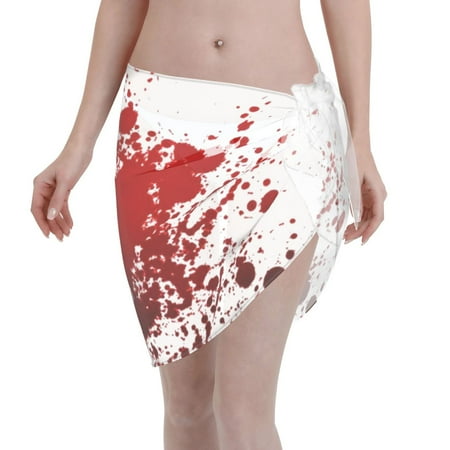 Swimsuit Coverups For Women Blood Splatter Sarong Beach Bikini Wrap Sheer Short Skirt Chiffon Scarf For Swimwear