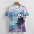 thumbnail image 3 of Funny Cute Panda Women's Short Sleeve T-Shirt Crew Neck Casual Summer Trendy Loose Fit Tops, 3 of 6