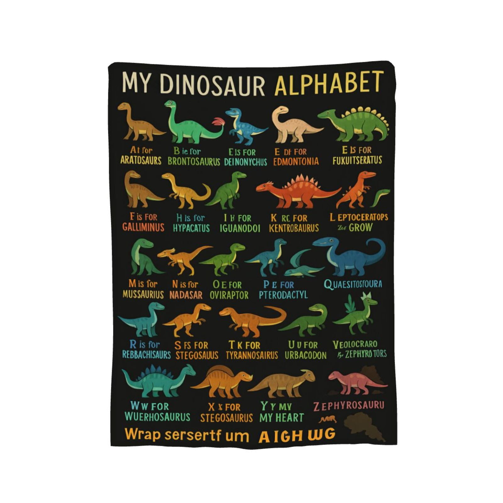 Dinosaur Blanket for Boys, Dinosaur Gifts for Son Grandson Nephew, Dinosaurs Birthday Decorations, Personalized Dinosaurs Alphabet Blanket, Thanksgiving Gifts 60x50
