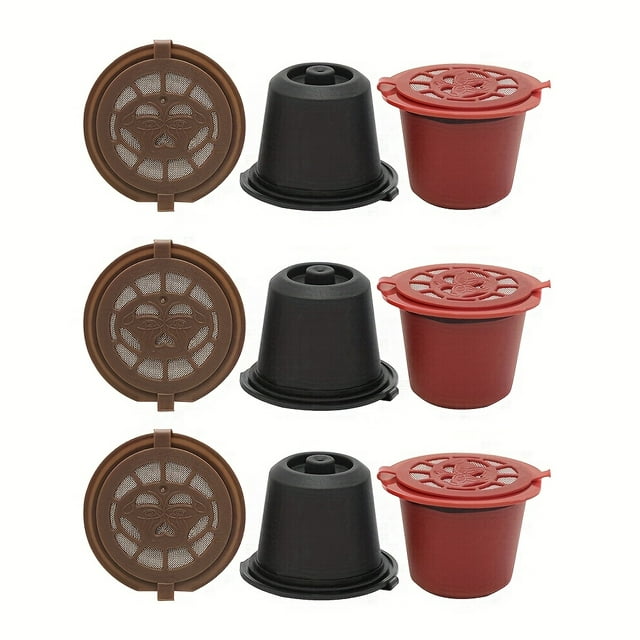 HLONK Reusable Coffee Capsule Compatible With OriginalLine Refillable Coffee Pods For OriginalLine Black+Red+Brown