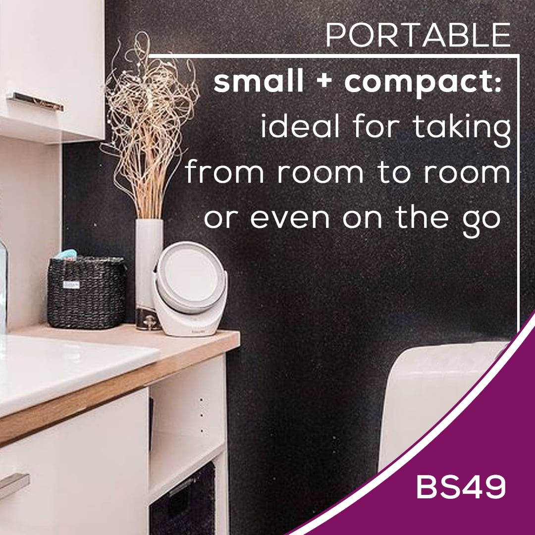 Beurer 5x Magnifying Cosmetic Vanity, Illuminated LED, Double Sided Makeup Mirror with 360 Degree Swivel Rotation, BS49