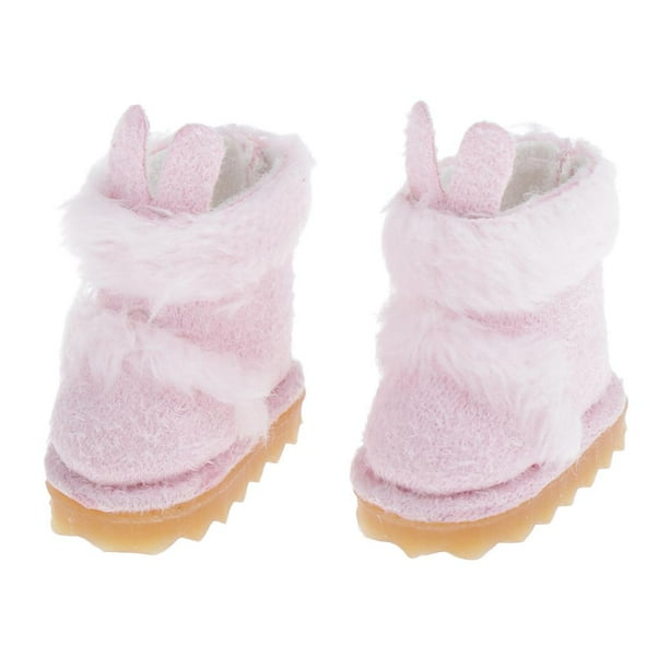 Accesorios para zapatos de muñecas, botas de de conejo de felpa para Blythe Middle OB11, ropa para muñecas, ropa para niñas, juego de simulació rosado Baoblaze Botas de peluche de muñeca