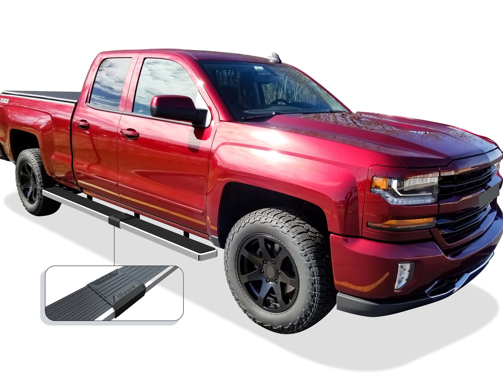 APS Wheel to Wheel Running Board 6in Compatible with Chevy Silverado GMC Sierra 2007-2018 Double Cab Extended Cab 6.5ft Bed & 2500 3500 2019 (Exclude 07 Classic) (Side Steps Side Bars)