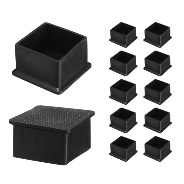 Uxcell 12 piezas de tapas de patas de silla cuadradas de PVC, protector de piso para patas de silla, negro, 50 x 50 mm