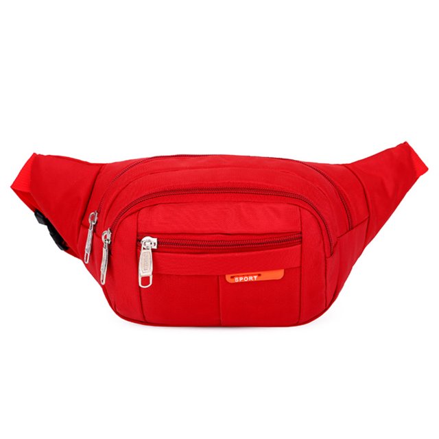 Riñonera deportiva de moda, bolso bandolera impermeable para exteriores, riñonera para teléfono móvil, color rojo