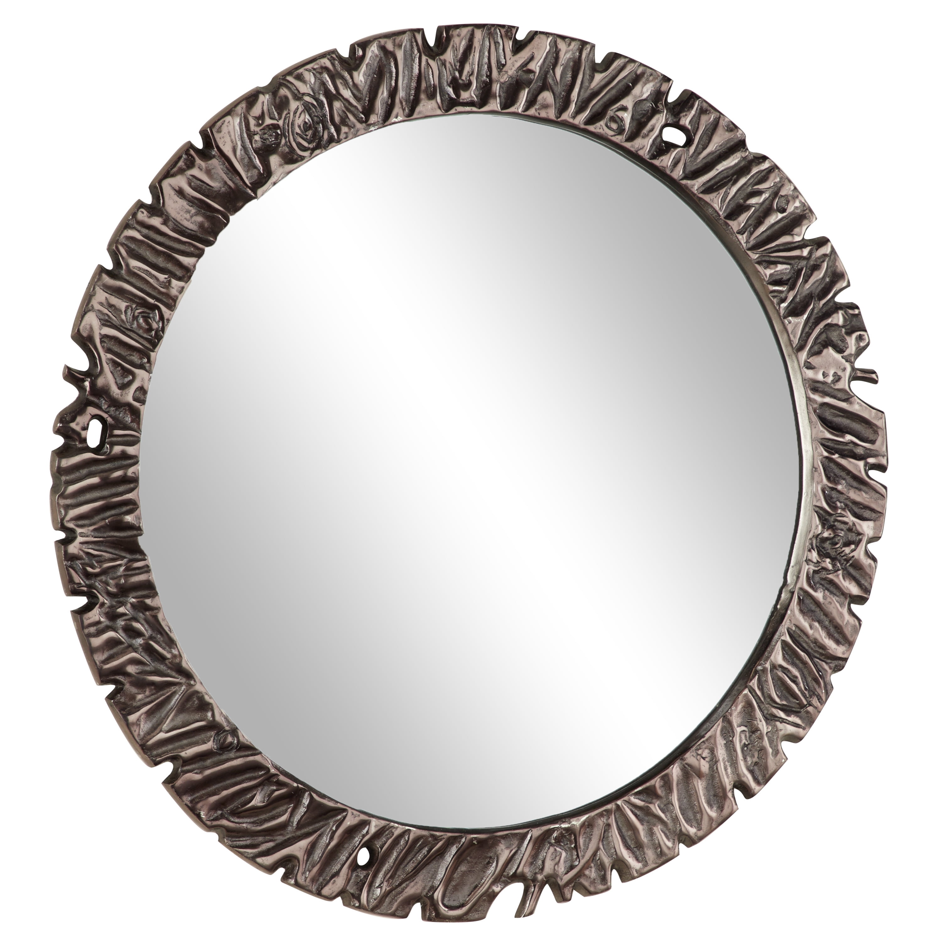 Decmode 80766 Large Round Wall Mirror with Textured Gunmetal Frame, 40