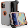 thumbnail image 2 of Xhy iPhone 13 Case + Screen Protectors + Belt Clip Holster + Camera Lens Protector, Heavy Duty Hard Shockproof Armor Protector Case (Gray+Orange), 2 of 7