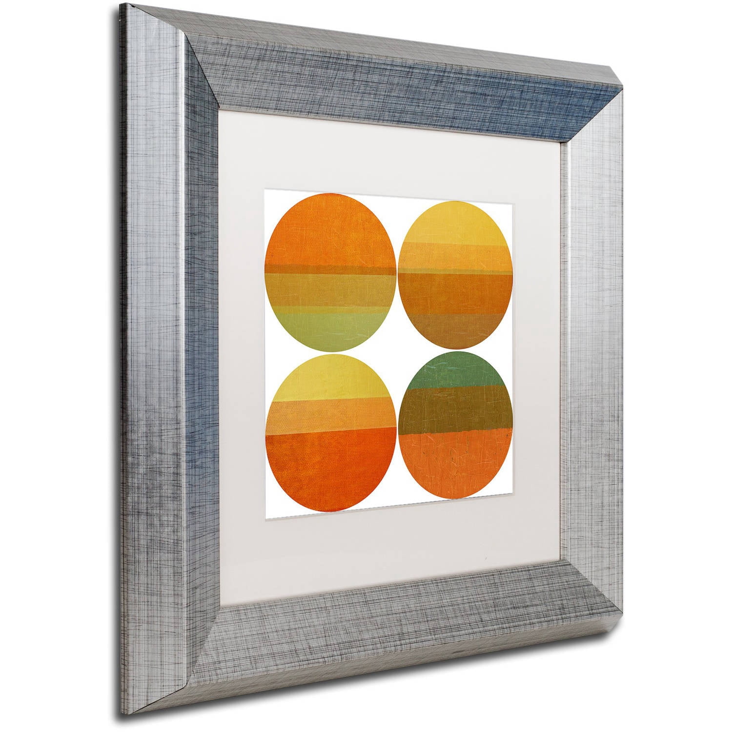 Trademark Fine Art "Four Suns" Canvas Art by Michelle Calkins, White Matte, Silver Frame