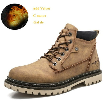 

Winter Men s Tooling Boots High Quality Green Men Leather Boots With Fur Anti-wear Non Slip Outdoor Men Work Shoes botas hombre
