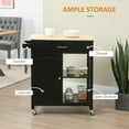 thumbnail image 5 of HOMCOM Kitchen Island Cart, Rolling Kitchen Island with Storage, Solid Wood Top, Drawer, for Dining Room, Black, 5 of 9