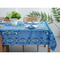 thumbnail image 2 of Mykonos Blue Paisley Tile Bordered Tabletop for Spring Summer Decorations, Picnics and Dinner Parties - Indoor Outdoor, Stain and Water Resistant, Tablecloth, 60 x 120 Rectangle, 2 of 5