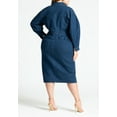 thumbnail image 2 of ELOQUII Women's Plus Size Oversized Denim Midi Dress, 2 of 2