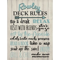 Deck Rules Signs-Long Lasting Weather Resistant,Interior wall decoration, living room, bedroom, art deco, frameless 8X10 inch