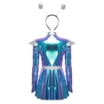 thumbnail image 3 of Aislor Women's Alien Cosplay Dress with Hair Hoop Astronaut Long Sleeve Shiny A-line Halloween Blue XL, 3 of 7