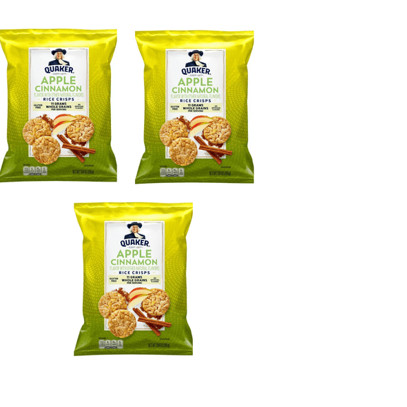 Quaker Popped Rice Crisps Apple Cinnamon - 7.04oz pack of 3
