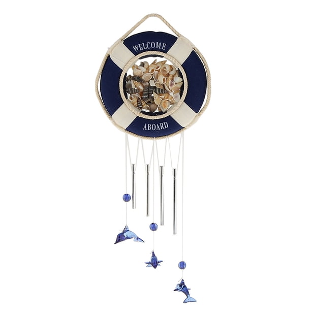Decoración de Campana Yotijar con licencia de Concha de Boya Blanca y Azul Náutica para Puerta de Pared