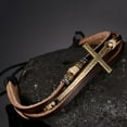 thumbnail image 6 of Retro Faux Leather Cross Bracelet Bangle Women Men Jewelry Adjustable Rope Chain, 6 of 6