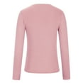 thumbnail image 4 of Womens Crewneck Sweatshirt Soft MIUOWANP Women's Fall Fashion Long Sleeve Stretch Slim Fitted Ribbed T-Shirt Blouse Solid Basic Tops XXL Pink, 4 of 4
