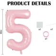 thumbnail image 2 of NeoMart 40 Inch Pastel Pink Number 5 Balloon Balloon Big Pink Digital 5 Balloon for Girl's Birthday Party Wedding Bridal Shower Engagement Anniversary Photo Shoot Supplies, 2 of 12