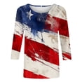 thumbnail image 7 of Conairie Women 4th of July T Shirt 3/4 Sleeve Crew Neck Loose Patriotic Shirts With Flag Stars Stripes Summer Trendy Casual Tops Red XXL, 7 of 7