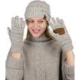 thumbnail image 3 of Colorful Confetti Cable Knit Beanie and Anti-Slip Touchscreen Gloves Set, 3 of 4