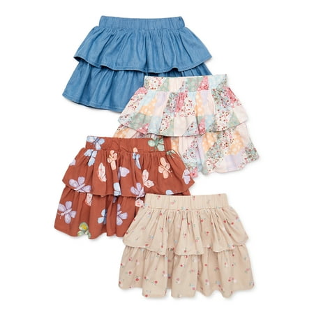 

Garanimals Baby and Toddler Girls Denim and Woven Skirts 4-Pack Sizes 12 Months-5T