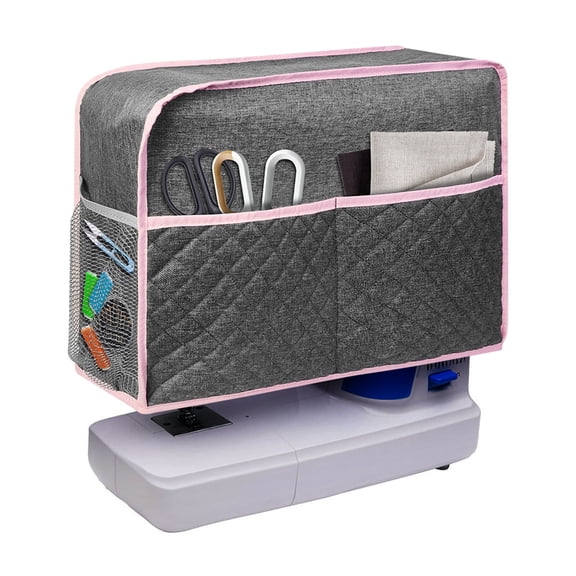Sewing Machine Cover - START MAKERS Quilted Dust Cover with Storage Pockets, Padded Protective Sewing Machine Case Fits Most Standard Sewing Machines (17" x 7" x 12")