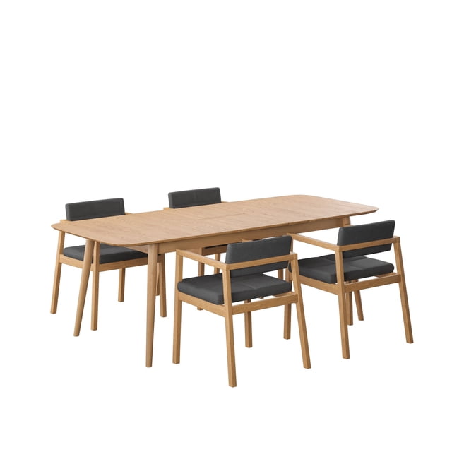 Juego de Comedor Extensible de Madera con 4 Sillas para 4 Personas, Mesa y Sillas para Comedor y Cocina, Midtown Concept Praga, Roble y Gris Oscuro