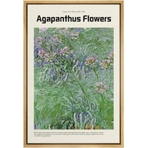 IDEA4WALL Framed Canvas Art Wall Decor Agapanthus Flowers Master Aritst Claude Monet Oil Painting Impressionism Contemporary for Dorm Home Office - 24"x36"