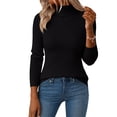 thumbnail image 2 of Women Sweaters Turtleneck Ribbed Knit Long Sleeve Slim Fit Pullover Tops Tee, 2 of 6