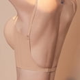 thumbnail image 3 of IQOGKRN Women Wireless Seamless Low Back Bra Thin Adjustable Strap Padded Backless Bralette Front Buckle Lift Support Brassiere Beige 32, 3 of 10