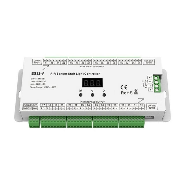 ES32-V 6 Run Modes 32CH Output Infrared Control SKYDANCE PIR Sensor Stair Light Controller KIT For Single Color COB LED Strip ,Easy to Install