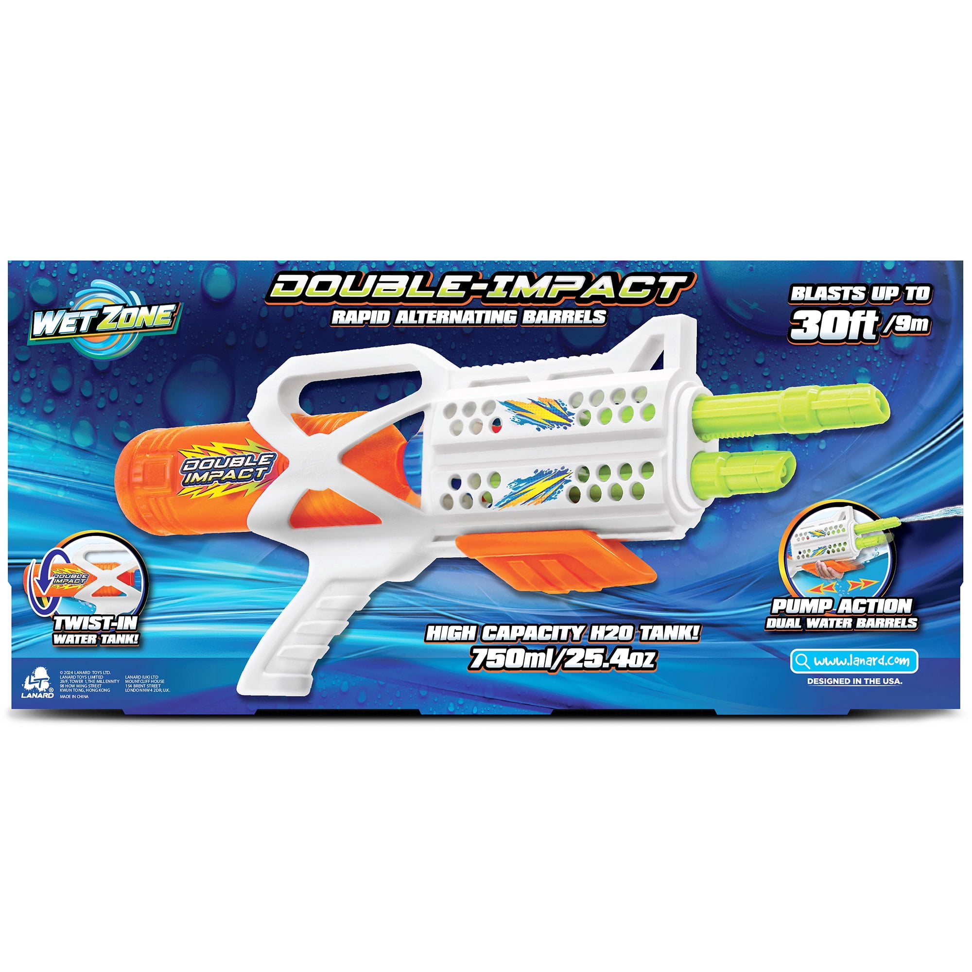Lanard: Water Blaster - Double Impact - White & Orange, Pump