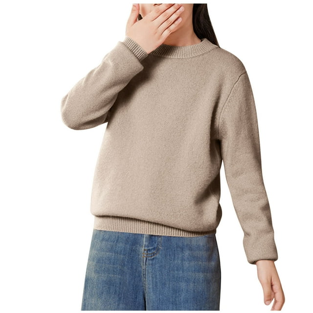 Timegard Winter Baby Clothes Fall Boy Girls Knit Comfy Warm Pullover Casual Loose Kids Solid Color Tops