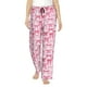 thumbnail image 1 of Balery Pink bows Pantalones de pijama para mujer, pijamas ultraligeros, pantalones de estar por casa-Medium, 1 of 6