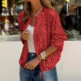 thumbnail image 4 of purcolt Women's Shiny Sequin Jacket Open Front Zip Up Sparkly Glitter Cropped Jacket Casual Long Sleeve Cardigan Coat for Club Party, S-XXL, 4 of 8