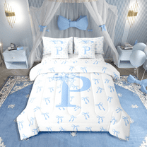Castle Fairy Personalized Initial 7-Piece Full Children’s Bow Alphabet Dreamy Princess Lightweight Bedding Set