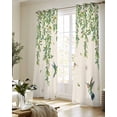 thumbnail image 5 of Spring Botanical Sheer Curtains 63 Inch Length 2 Panels Set for Living Room/Bedroom, Watercolor Leaves Flowers Birds Beige Kitchen Curtains Grommet Semi-Sheer Curtains Window Treatments 42"x63"x2, 5 of 7