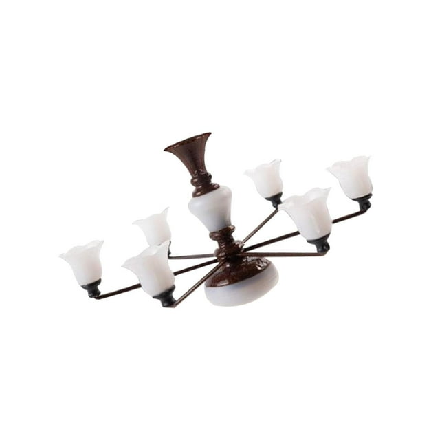 Redempat Modern Miniature Chandelier Celing Lamp Model Decor Layout Accessories Bronze Warm Light 8.2x4.5cm 1Set
