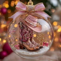 Kumdkd Personalized Cowboy Boots & Hat Christmas Ornament - Western Style 2D Flat Acrylic Tree Decoration (3.14", Two-Sided Print, Fade-Resistant, Multi-Occasion Gift)‌