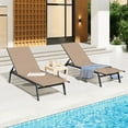 thumbnail image 1 of AECOJOY 2 PCS Patio Adjustable Lounge Chair Recliner with Wheels - Beige, 1 of 9