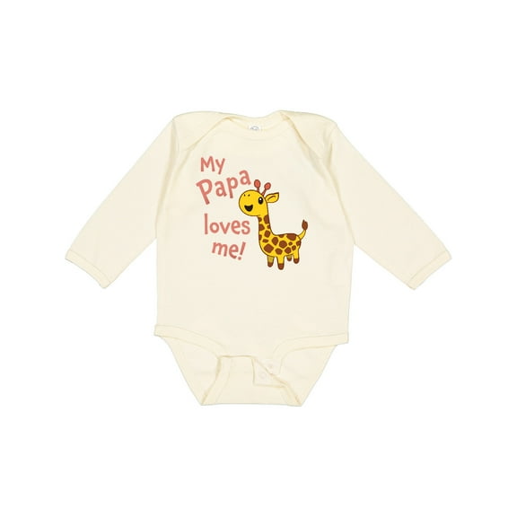 Inktastic My Papa Loves Me Cute Giraffe Boys or Girls Long Sleeve Baby Bodysuit