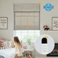 thumbnail image 6 of Keego No Drill Motorized Roman Shades Blackout Natural Fabric Rechargeable Electric Window Blinds Remote Control Room Darkening Window Treatment - Ash (with Linen, Block 60%-90% Light) - 33"W x 56"H, 6 of 8