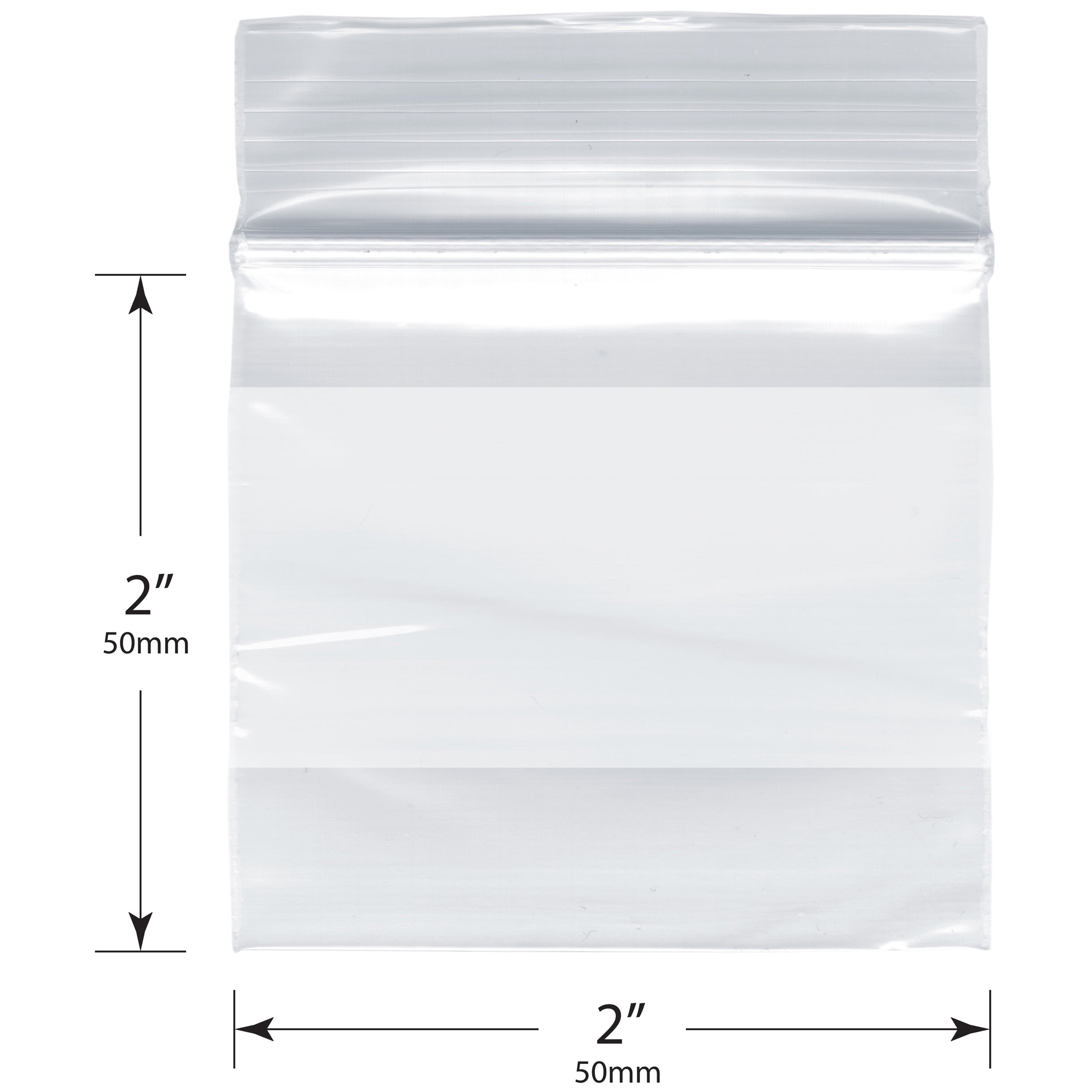 Resealable Poly Bag with White Block Label 1000 Pack 4 Mil Clear 3 x 3 Inch 