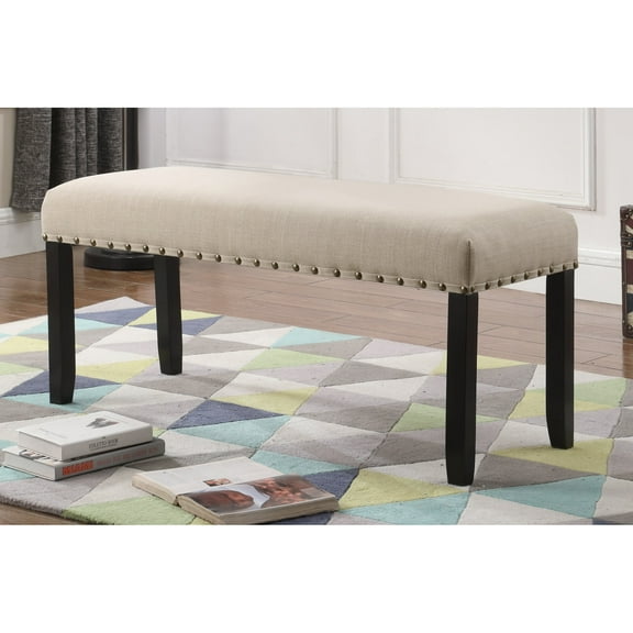 Newboti Furniture Biony Fabric Dining Bench with Nailhead Trim, Tan 75121