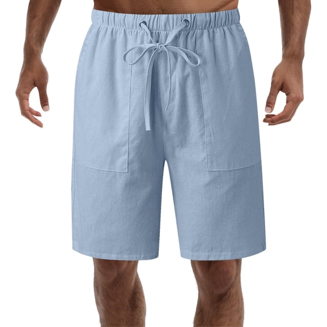 Aayomet Mens Workout Shorts Waist Drawstring Elastic Waist Solid Shorts With Pockets (Blue, XXL)